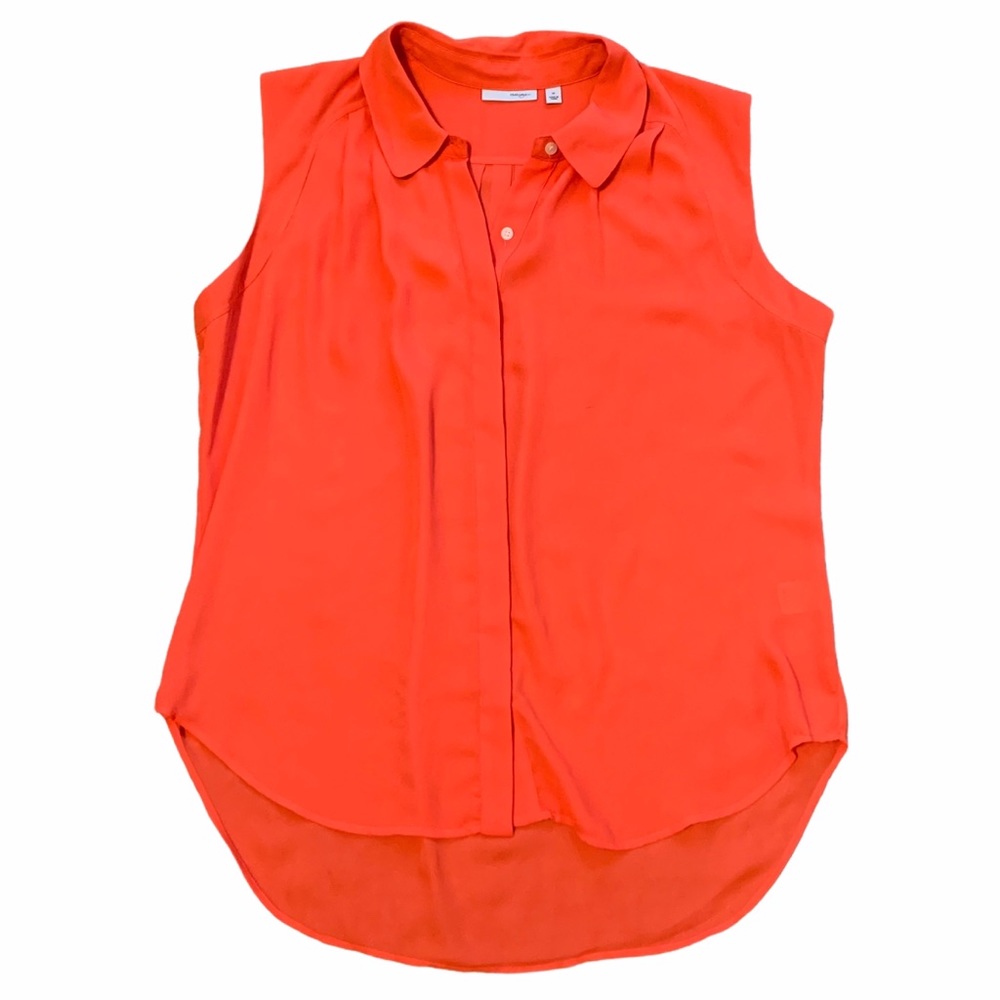Halogen Button Down Tank Top Blouse Orange Medium